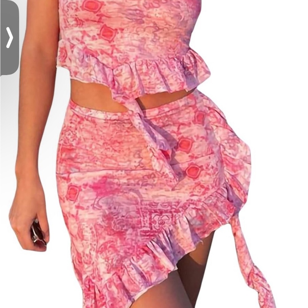 Pink Strapless Ruffle Summer Set - Picture 2 of 6